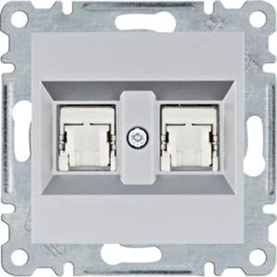 LUMINA Doppia presa computer RJ45 cat.5e FTP, argento