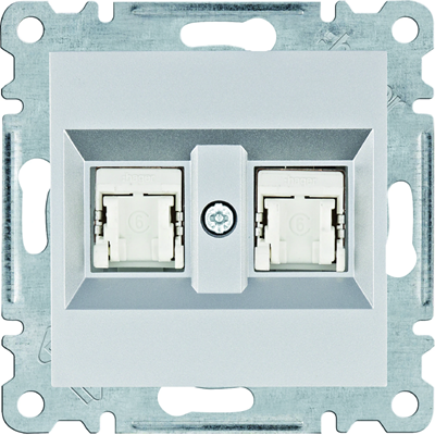 LUMINA Double computer socket RJ45 cat.6 FTP silver