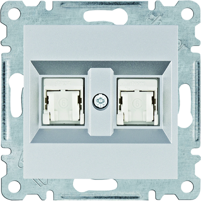 LUMINA Double computer socket RJ45 cat.6 UTP silver