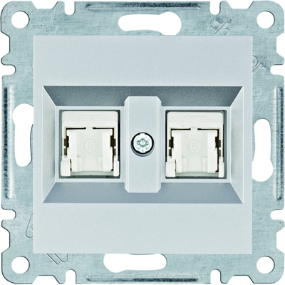 LUMINA Double computer socket RJ45 cat.6 UTP silver