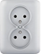 LUMINA Double earthed power socket complete 16A/250VAC silver