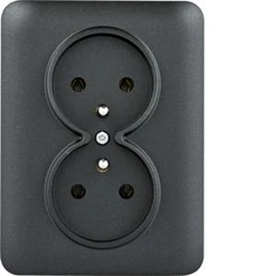 LUMINA Double power socket with earthing complete 16A/250VAC black