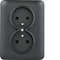 LUMINA Double power socket with earthing complete 16A/250VAC black