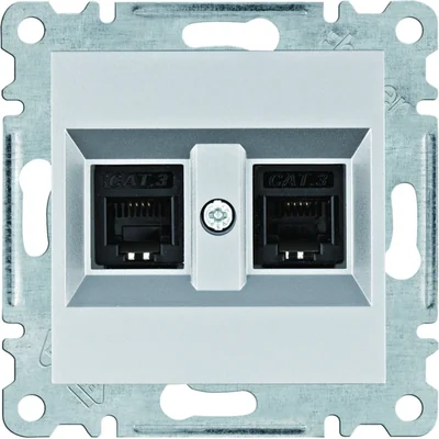 LUMINA Double prise téléphonique RJ11 argent