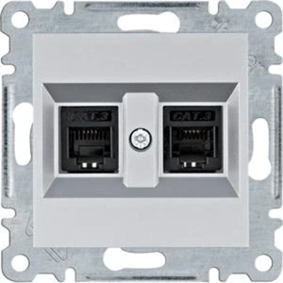 LUMINA Double RJ11 telephone socket silver