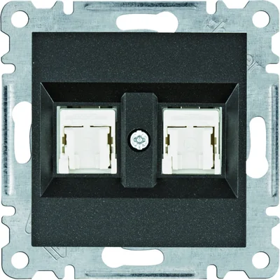LUMINA Double RJ45 počítačová zásuvka, kat. 5e UTP, černá