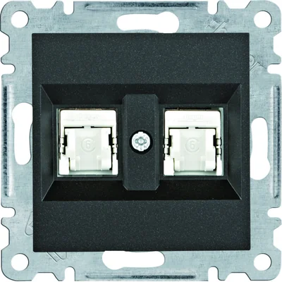 LUMINA Dvojitá počítačová zásuvka RJ45 kat.6 FTP černá