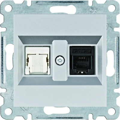 LUMINA Gniazdo RJ11/12 + RJ45 srebrne