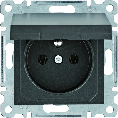 LUMINA Power socket with grounding and cover 16 A/250 VAC black