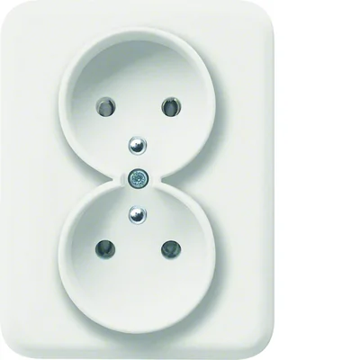 LUMINA Presa di corrente con messa a terra, doppia, completa, 16A/250VAC, bianca