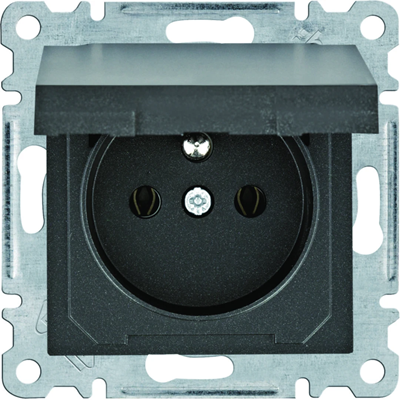 LUMINA Presa di corrente con messa a terra e coperchio 16 A/250 VAC, nera