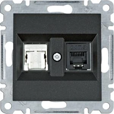 LUMINA RJ11/12 + zásuvka RJ45, černá