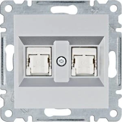 LUMINA Розетка комп'ютерна подвійна RJ45 cat.6 FTP срібло