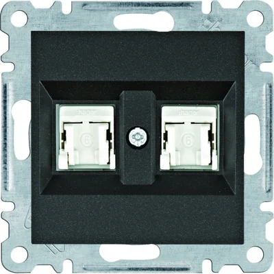 LUMINA Розетка комп'ютерна подвійна RJ45 cat.6 UTP чорна