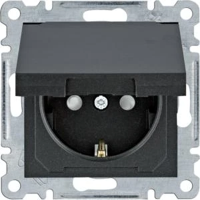 LUMINA SCHUKO socket with cover and contact shutter black