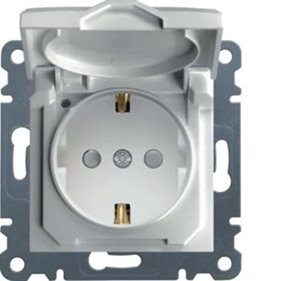 LUMINA SCHUKO socket with cover and contact shutter white