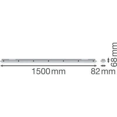 Luminaire étanche à l'humidité DALI 1500 58W 840 IP65 GY