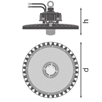 Luminaire industriel à détecteur de mouvement 190 W 4000 K 110° IP65