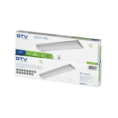 Luminaire LED ZEFIR PRO, 24 W, 2200 lm, AC 220-240 V, 50/60 Hz, PF > 0,5, IRC ≥ 80, IP44, IK06, 140°, 4000 K, 60 cm