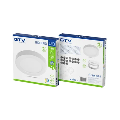 LUMINARIA LED BOLERO, 18W, 1600lm, AC175-250V, 50/60 Hz, PF>0,5, RA>80, IP40, ÁNGULO DE LUZ 120°, 6 en 1, 3000K/4000K/6400K, EMPOTRABLE/superficie, REDONDA, BLANCO