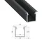 Luminaria LED empotrable con perfil en C (profundo), longitud 202 cm, aluminio, anodizado negro.