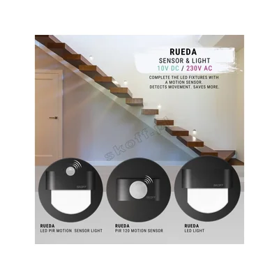 Luminaria LED para escaleras Rueda LED Light SKOFF 230 V CA 1,8 W IP 20 3000 K negro mate unidades.