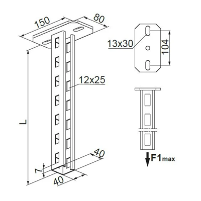 Lunghezza staffa a soffitto 3000mm