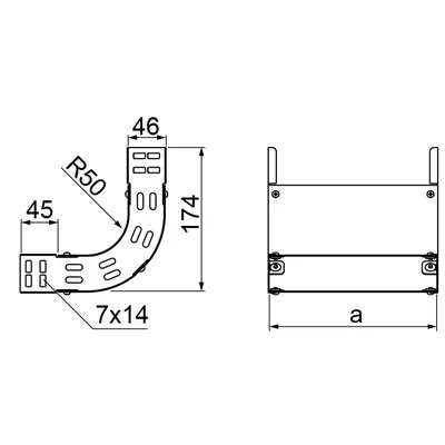 LUNJ100H42 Curvatura de 90°, espesor de la chapa: 1 mm
