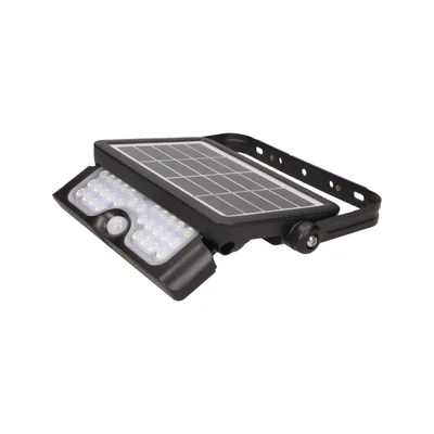 LUX LED 5W, solární reflektor s pohybovým senzorem 500lm, IP65, 4000K, 2x1500mAh, černý