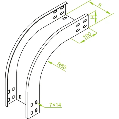 LZZC300H50 Außenbiegung 90° Blechdicke - 2 mm