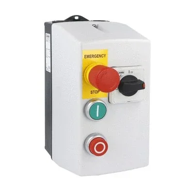 M2P00911230A7 Direct-on-line starter with motor circuit breaker, contactor and mushroom button in insulating housing, 4A (≤440V), IP65. Contactor coil 230VAC 50/60Hz