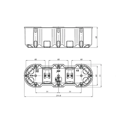 M3x60DF MULTIWALL SLIM podomítková krabice, oranžová