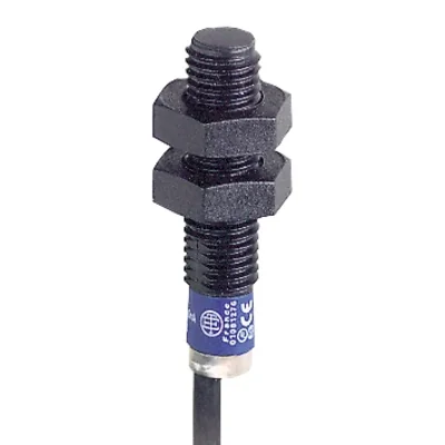 M8 inductive sensor with PNP 1NO output 12-24V DC cable 2m