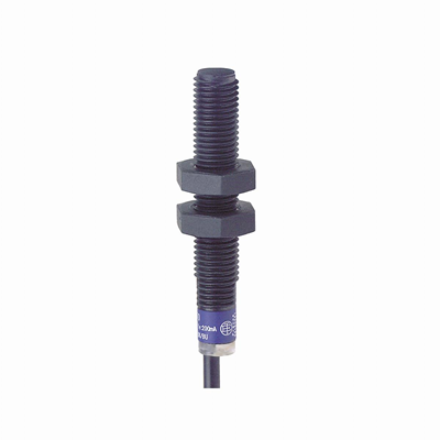 M8 inductive sensor with PNP 1NO output 12-48V DC cable 2m