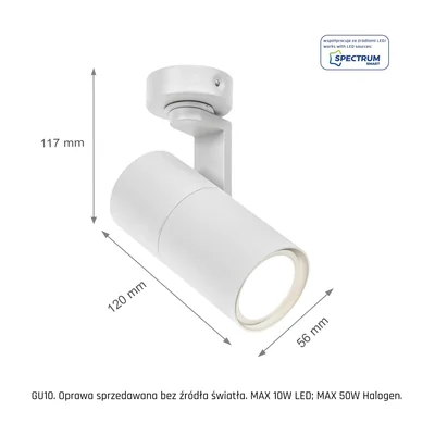 MADARA MINI II BASE GU10 GU10 250V IP20 56x120x117mm BIANCO