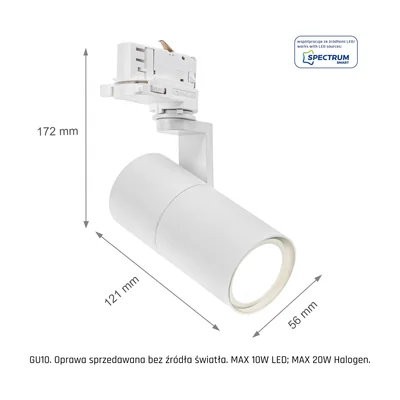 MADARA MINI II GU10 PER BINARIO 3F GU10 250V IP20 56,5x121x172mm BIANCO