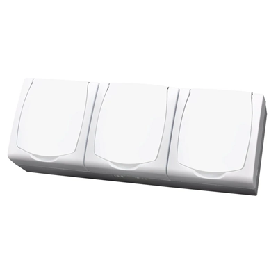 MADERA Triple socket with earthing, white cover, white