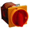 Main switch 16A, panel mounting, yellow/red lockable front