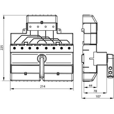 Mains-generator switch 125A three-position+N (N non-switchable pole)