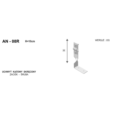 Mango angular atornillado con un tornillo H = 10 cm, galvanizado en caliente