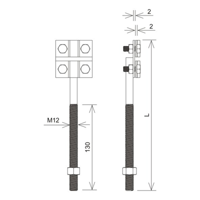 Mango tensor con tornillo M12, galvanizado en caliente