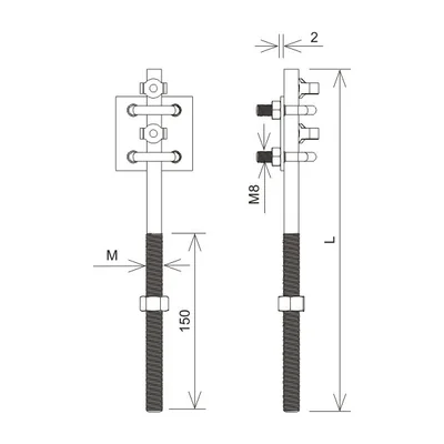 Mango tensor en forma de U, tornillo M10, galvanizado en caliente