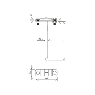 Maniglia a filo con vite L=21cm, zincata a caldo