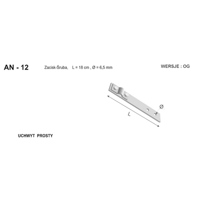 Maniglia dritta con vite L=18cm, zincata a caldo