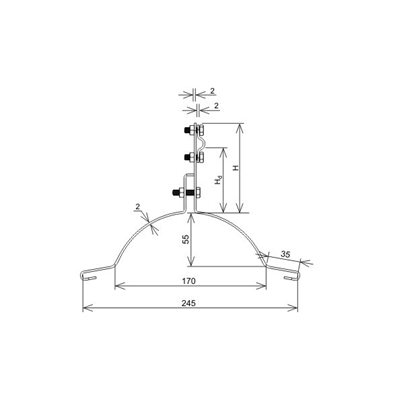 Maniglia per coppo di colmo con vite H=10cm, zincata a caldo