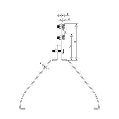 Maniglia per coppo tipo ERLUS con vite Z H=10 cm, zincata a caldo