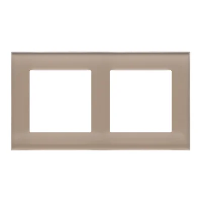 Marco Nature de 2 módulos Simon 55 WMDZ-0120xZ-172; cristal esmerilado beige.