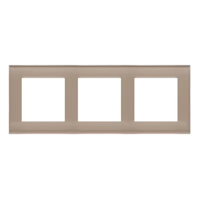Marco Nature de 3 módulos Simon 55 WMDZ-0130xZ-172; cristal esmerilado beige.