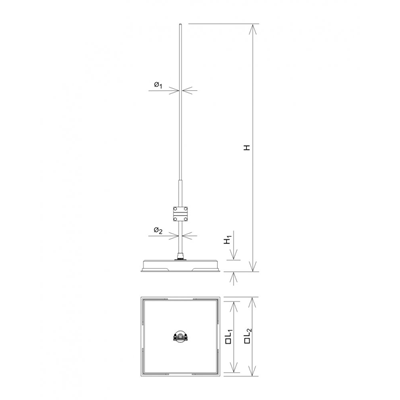 Mástil independiente de protección contra rayos H=2000 mm fi 16/10 RP: I