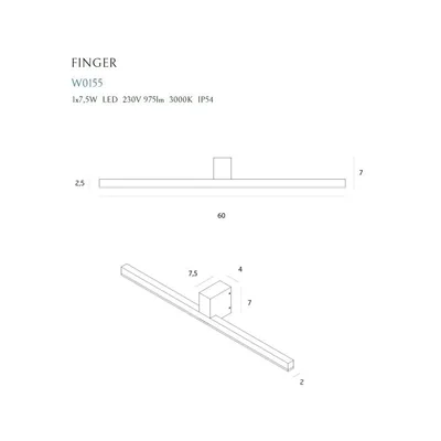 MAXLIGHT W0155 PRSTOVÁ NÁSTĚNNÁ LAMPA 60 cm BÍLÁ IP54